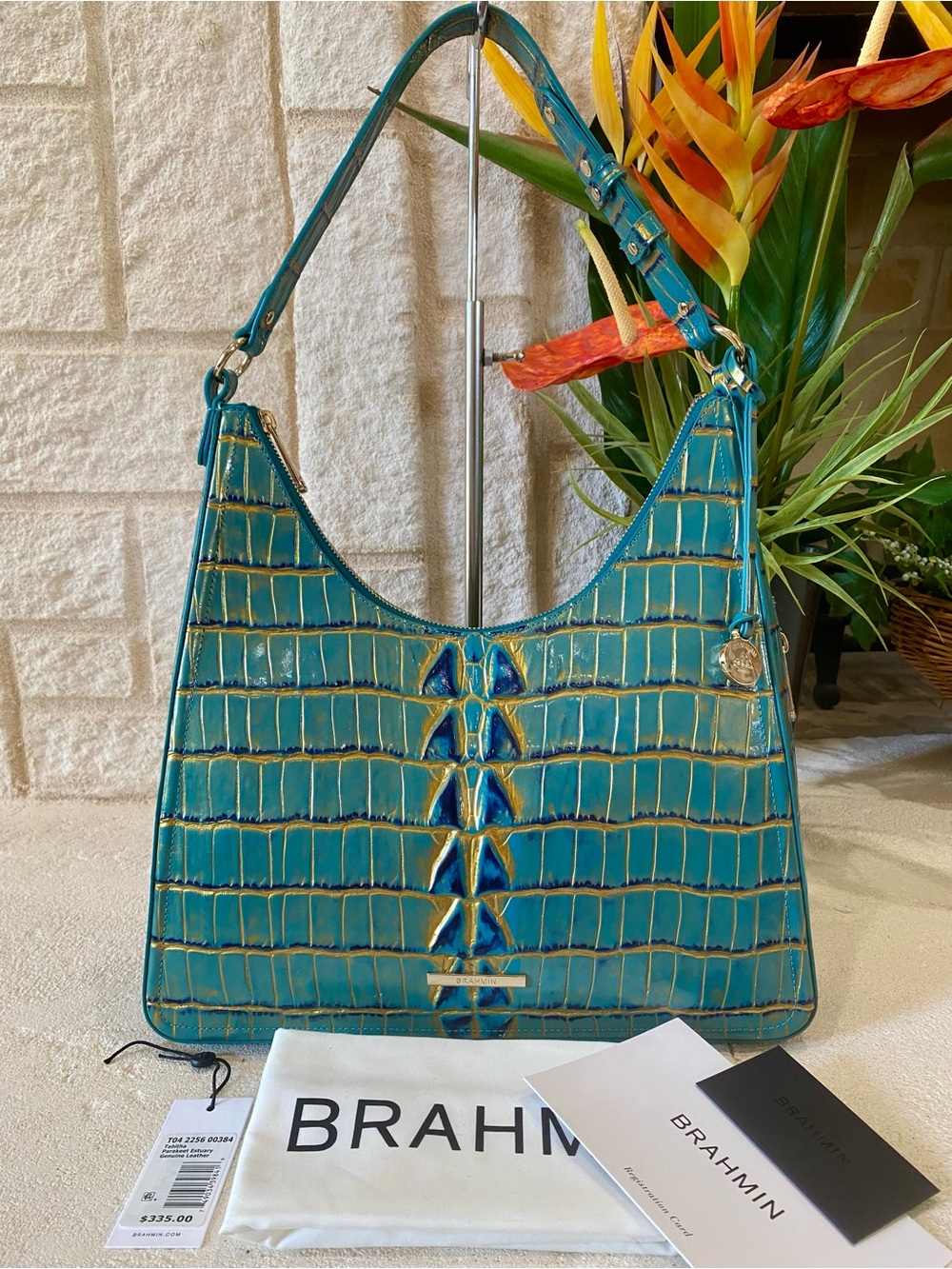 ☀️🌴🦜HTF PARAKEET ESTUARY BRAHMIN TABITHA SHOULDER BAG - Picture 3 of 9